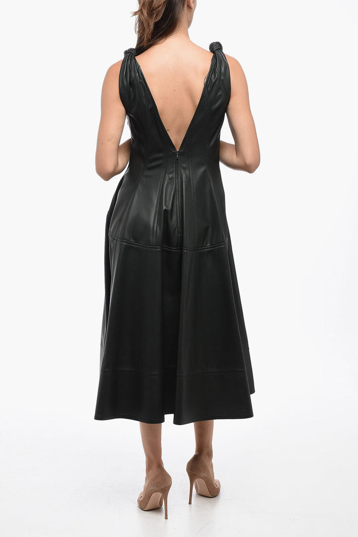 Bottega Veneta Leather Dress With Knot Details