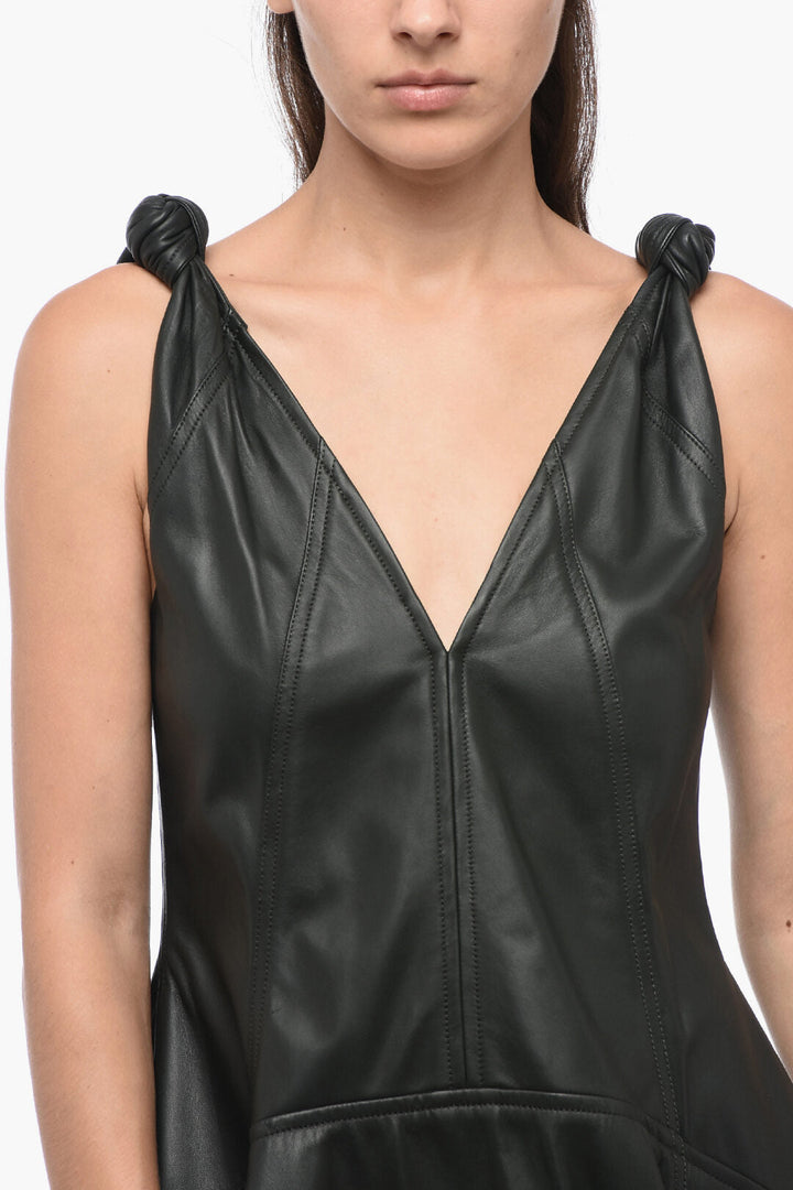 Bottega Veneta Leather Dress With Knot Details