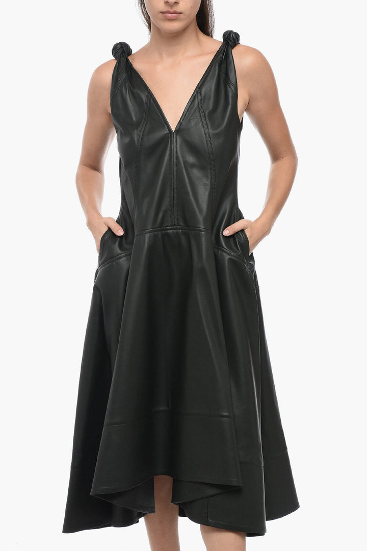 Bottega Veneta Leather Dress With Knot Details