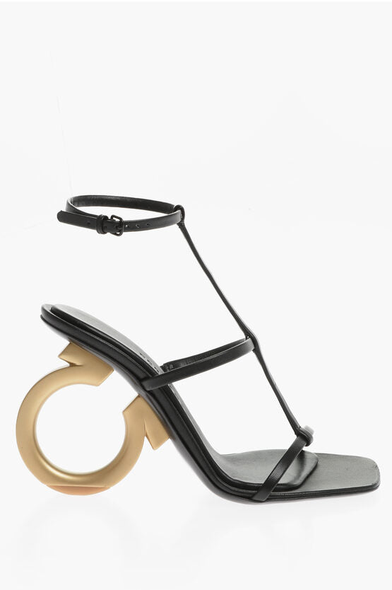 Salvatore Ferragamo ELINA 皮革凉鞋，配个性鞋跟，11 厘米