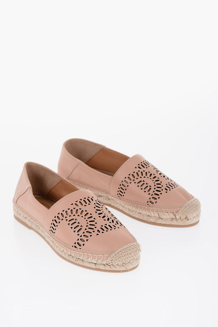 Tod's Leather Espadrillas with Raffia Sole