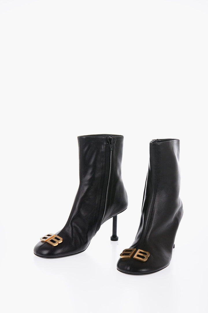 Balenciaga Leather GROUPIE Booties With logo Statement