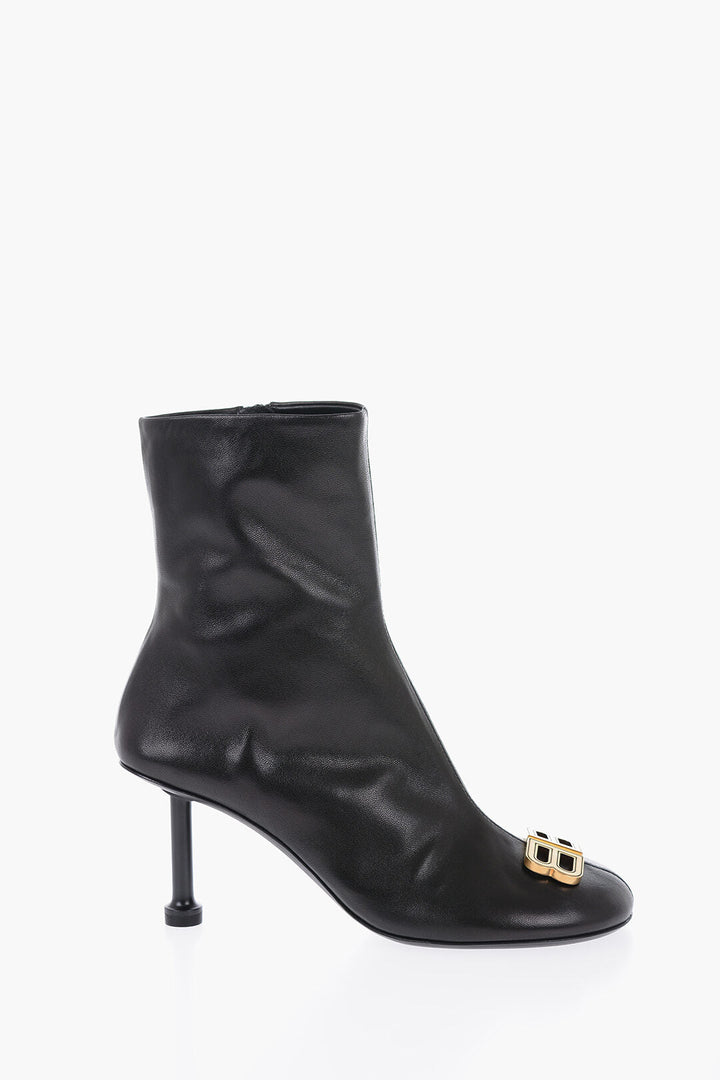 Balenciaga Leather GROUPIE Booties With logo Statement