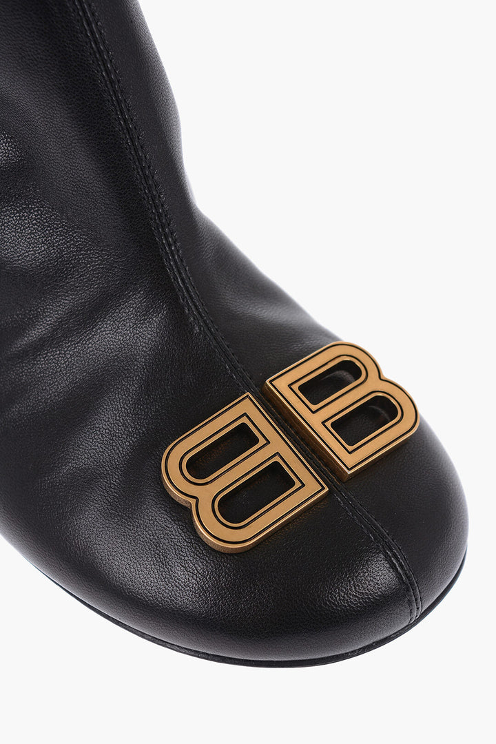 Balenciaga Leather GROUPIE Booties With logo Statement