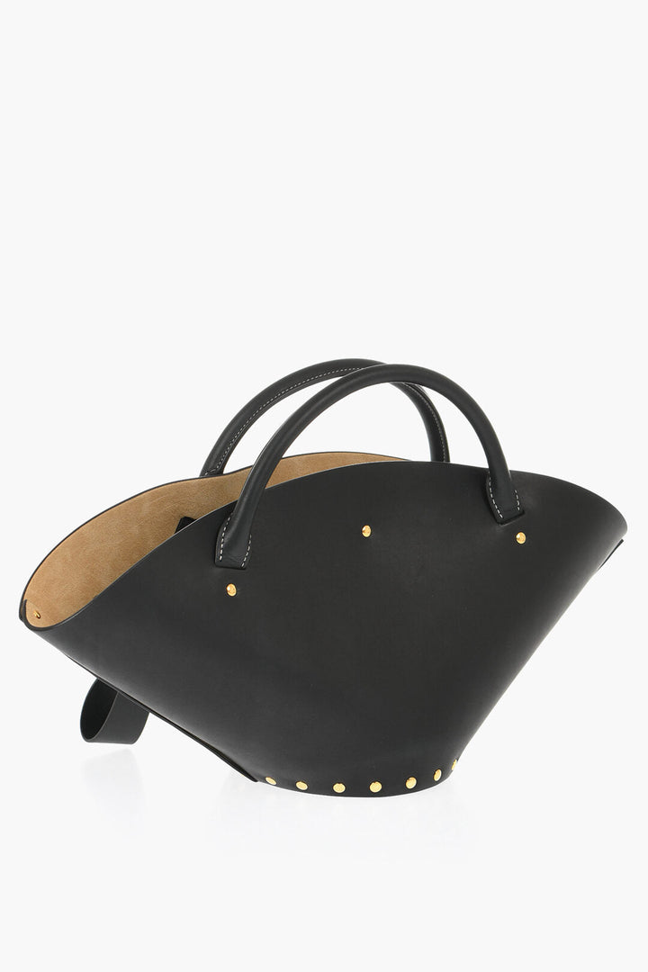 Jil Sander Leather Hand Bag with Golden-Effect Studs
