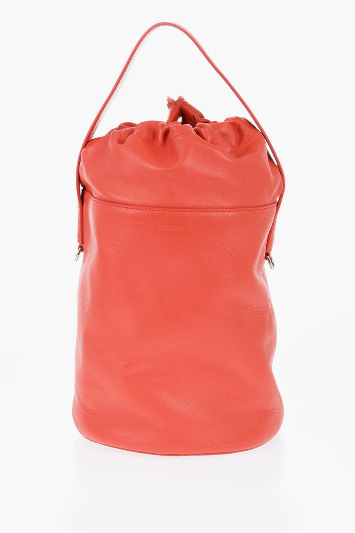 Jil Sander Leather Handbag with Drawstring Closure