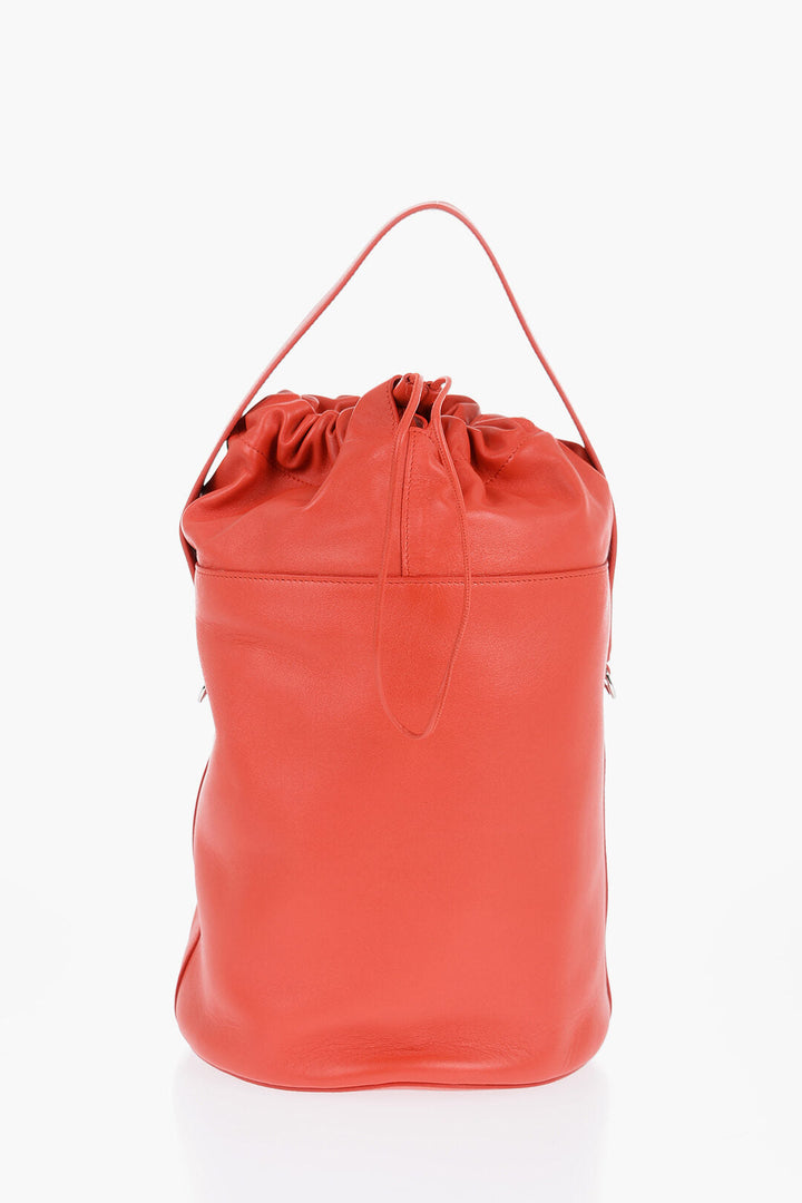 Jil Sander Leather Handbag with Drawstring Closure