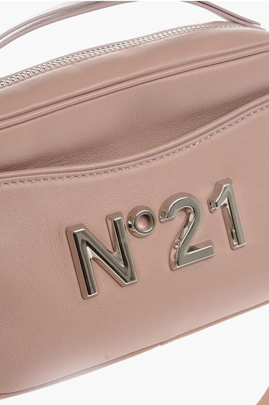 N.21 Leather Handbag with Plaque Logo