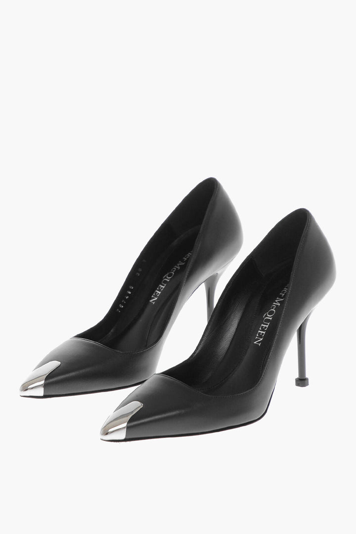 Alexander McQueen Leather HARDWARE Pumps with Metal Toe 10cm