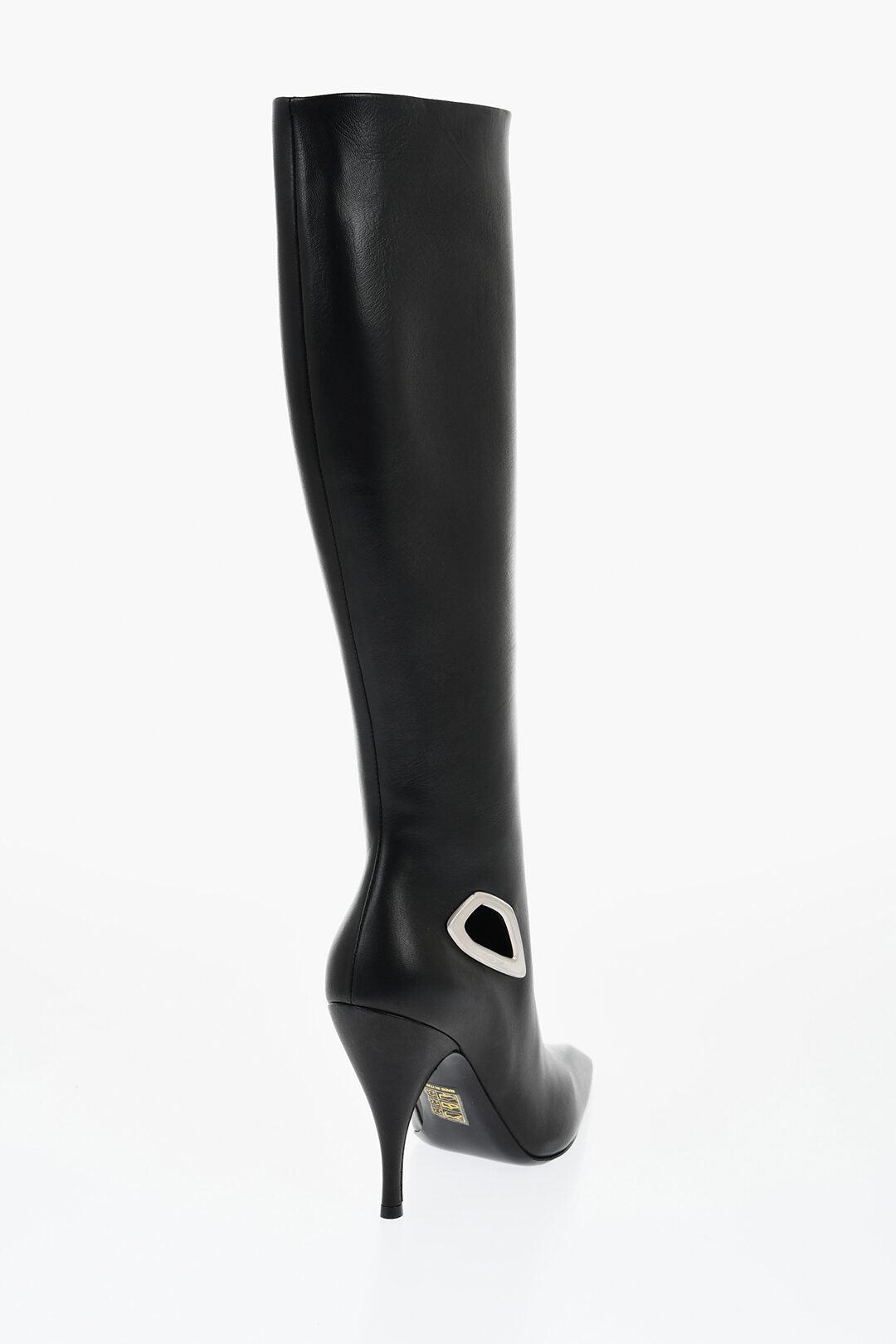 Off-White Leather HIgh Boots With Cut-Out Details Heel 11 cm