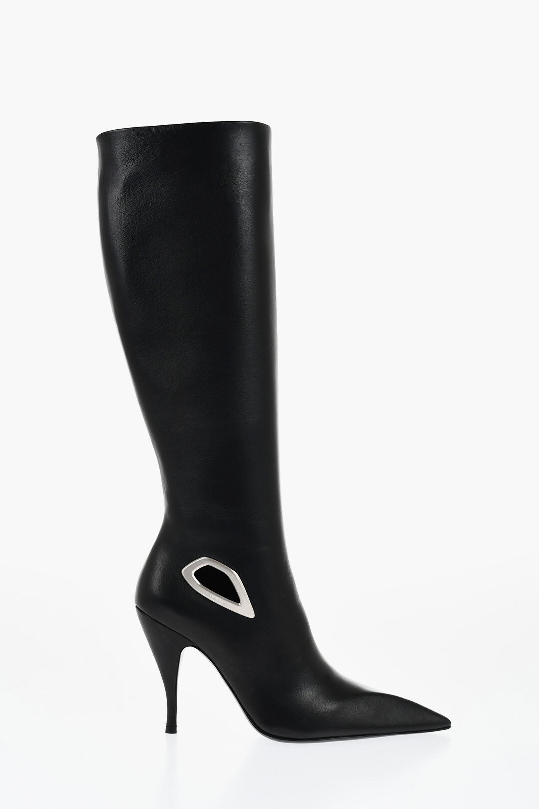 Off-White Leather HIgh Boots With Cut-Out Details Heel 11 cm