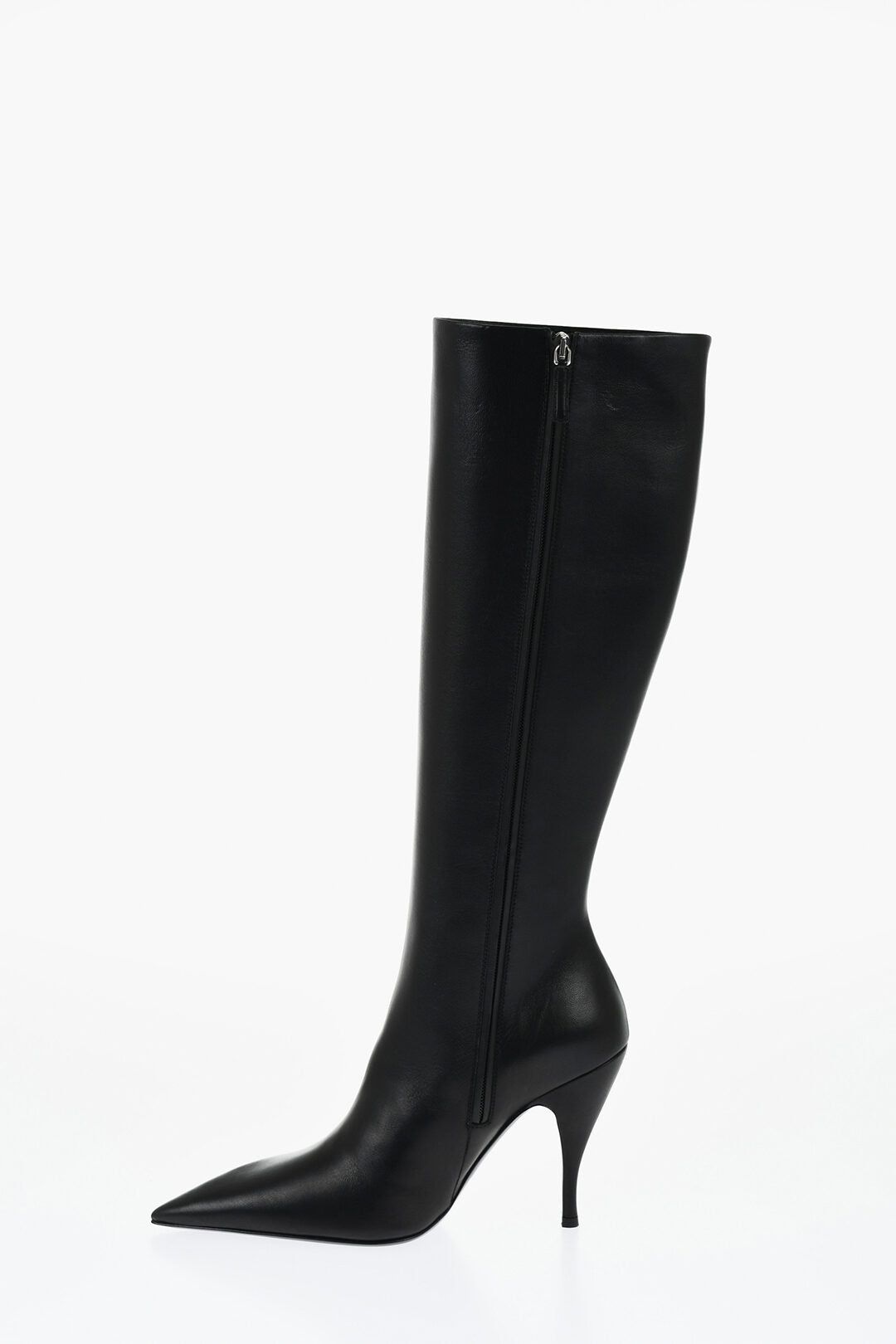 Off-White Leather HIgh Boots With Cut-Out Details Heel 11 cm