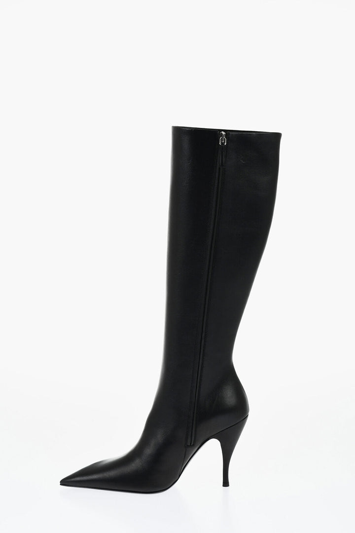 Off-White Leather HIgh Boots With Cut-Out Details Heel 11 cm