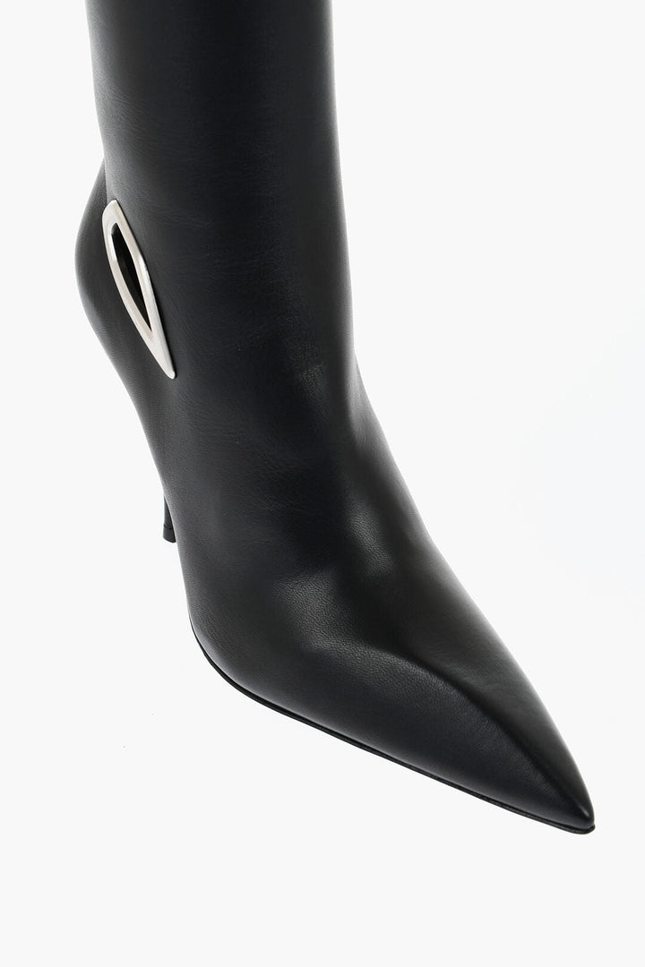 Off-White Leather HIgh Boots With Cut-Out Details Heel 11 cm
