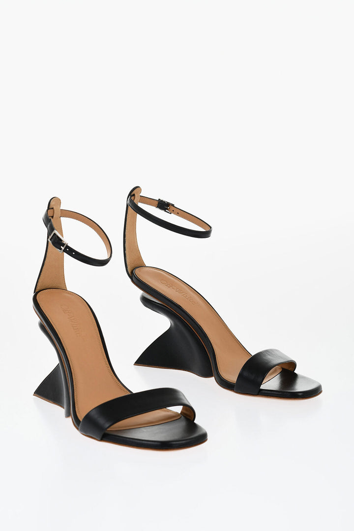 Off-White Leather JUG Sandals Wedge 9 cm