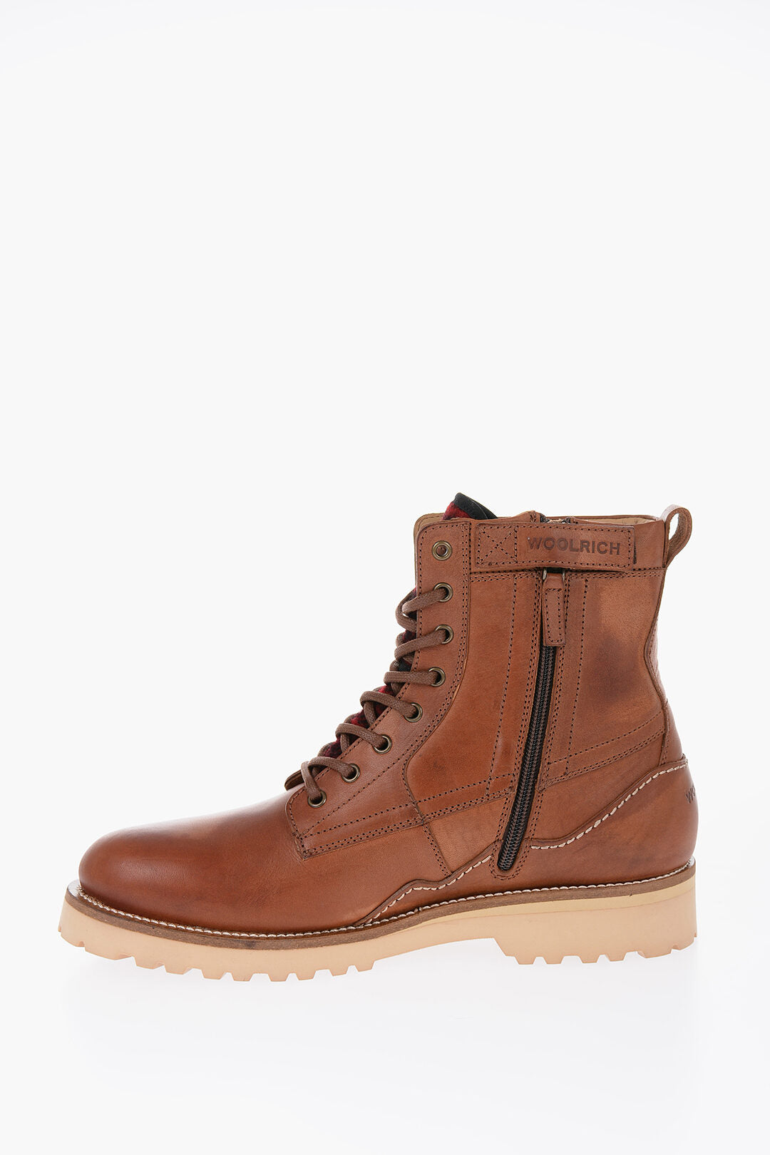 Woolrich Leather JUNGLE Combat Boots with Side Zip and Wool Detail