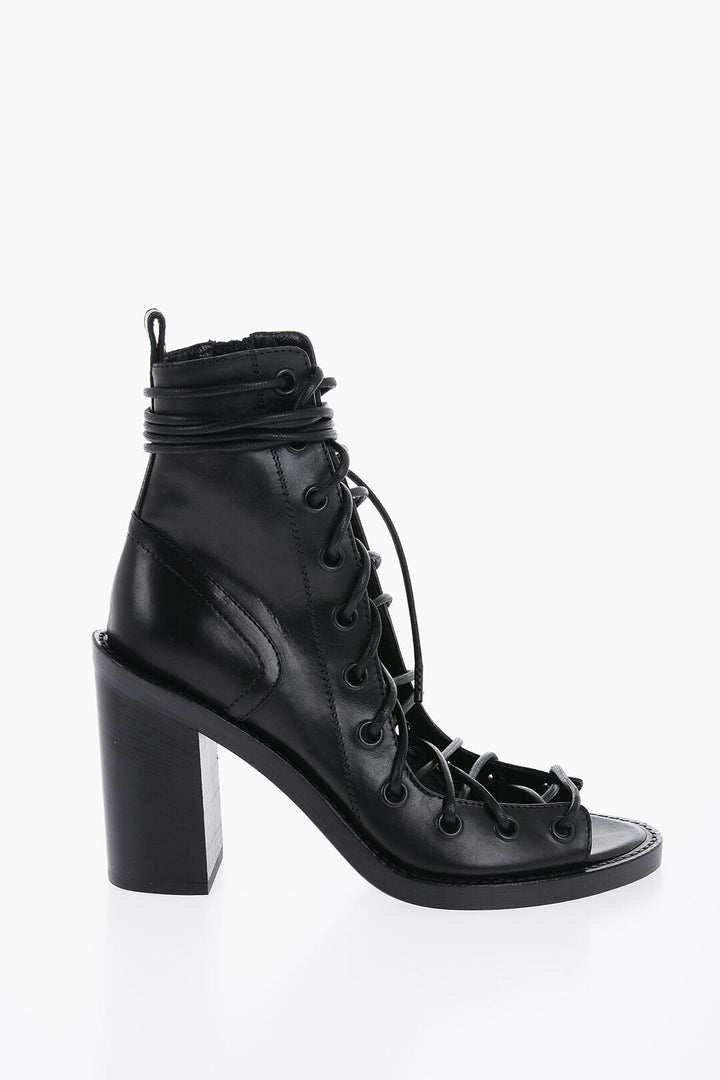 Ann Demeulemeester Leather Lace-Up Ankle Boots with Side Zip 9cm