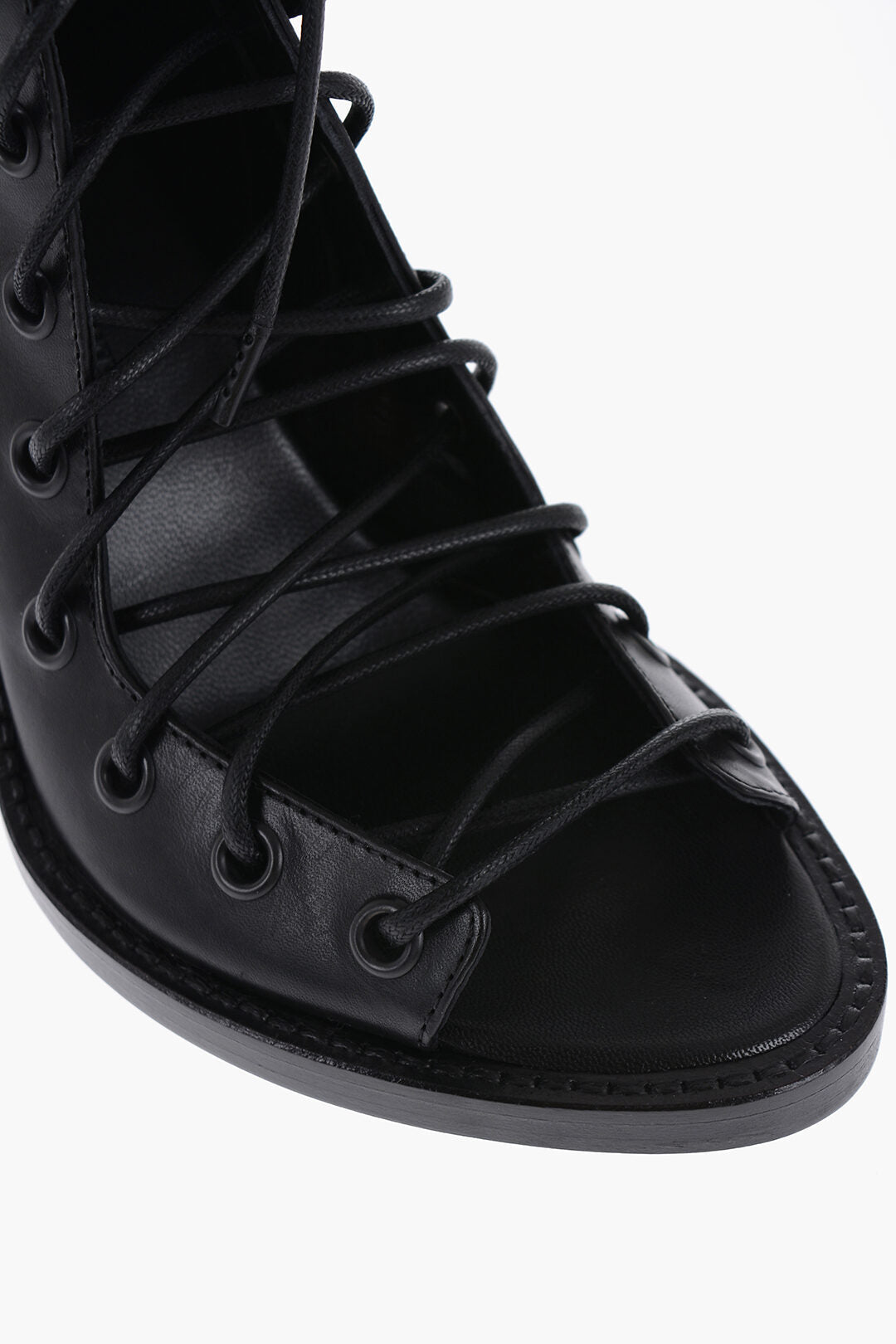 Ann Demeulemeester Leather Lace-Up Ankle Boots with Side Zip 9cm