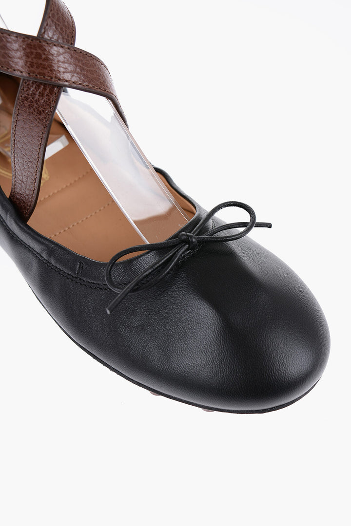 Tod's Leather Lace-Up Ballet Flats with Grommets on the sole