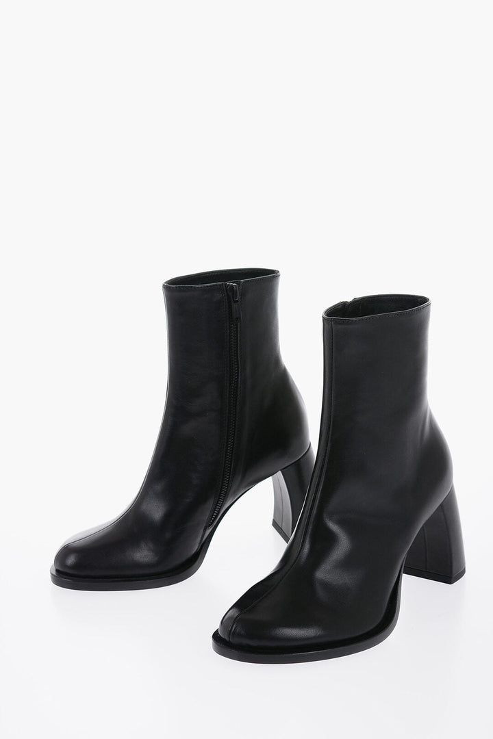 Ann Demeulemeester Leather LISA Ankle Boots with Curved Heel 9cm