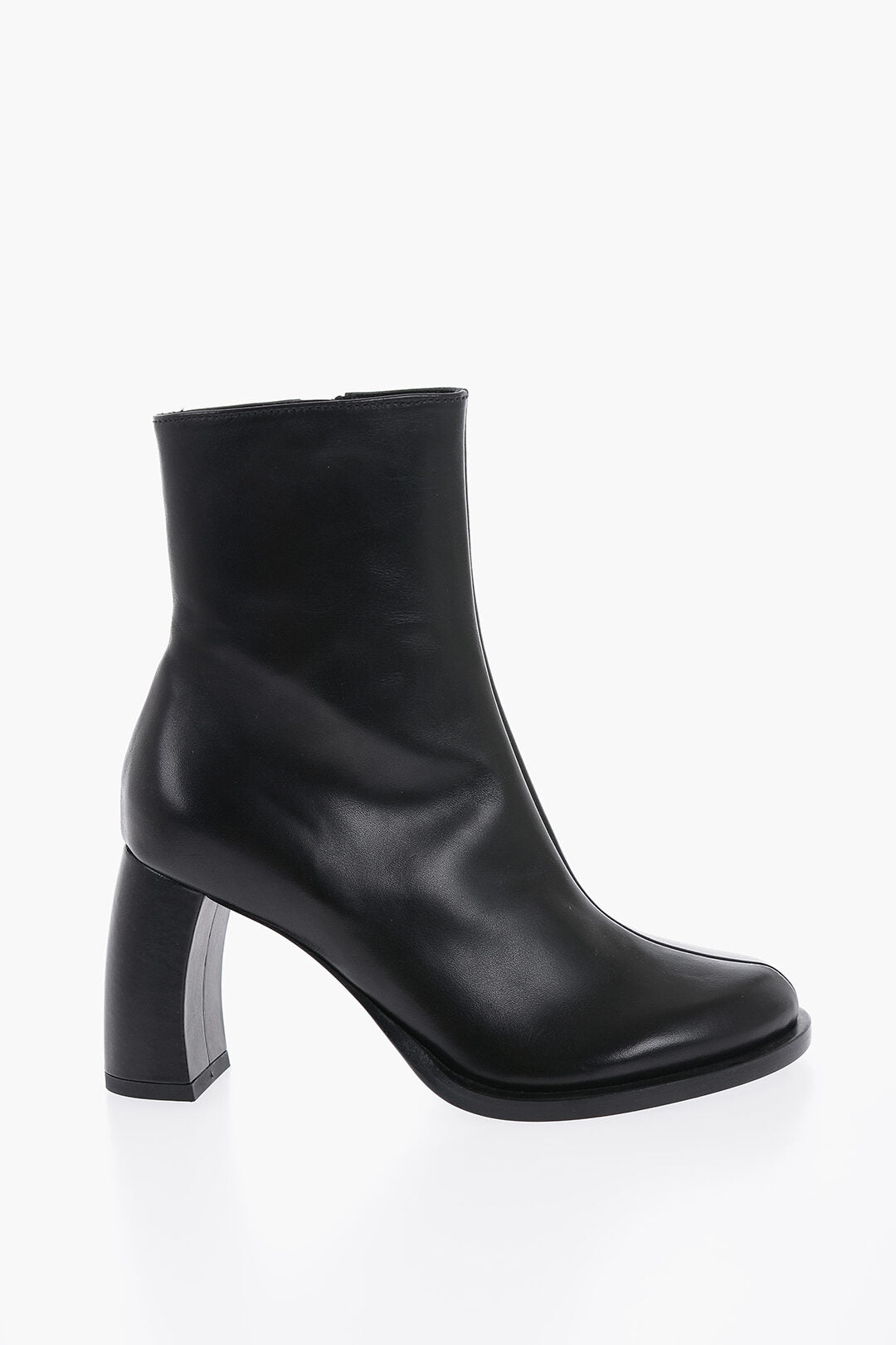 Ann Demeulemeester Leather LISA Ankle Boots with Curved Heel 9cm