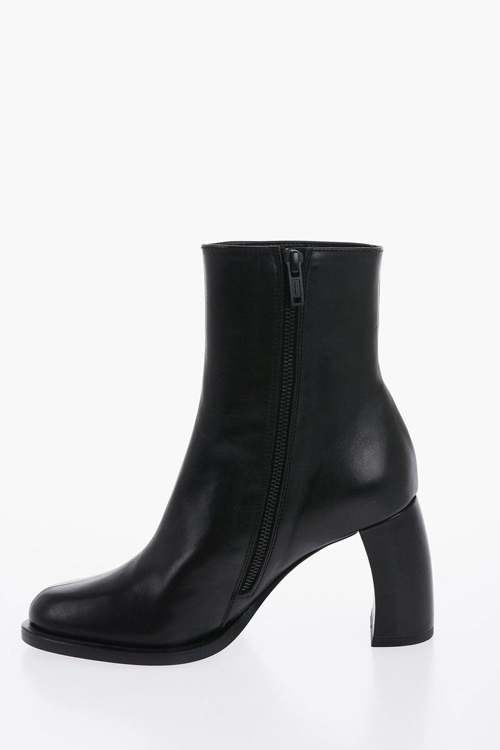 Ann Demeulemeester Leather LISA Ankle Boots with Curved Heel 9cm