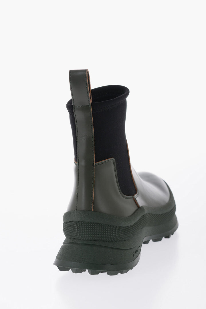 Jil Sander Leather Low Boots With Neoprene Insert