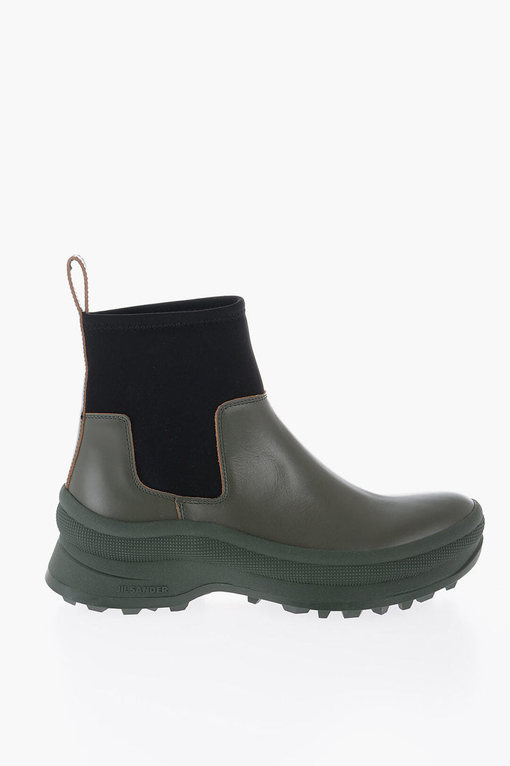 Jil Sander Leather Low Boots With Neoprene Insert