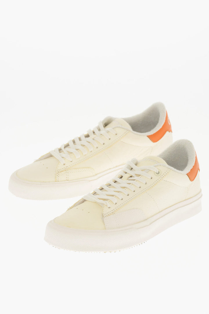 Heron Preston Leather Low Top Sneakers with Contrasting Detail