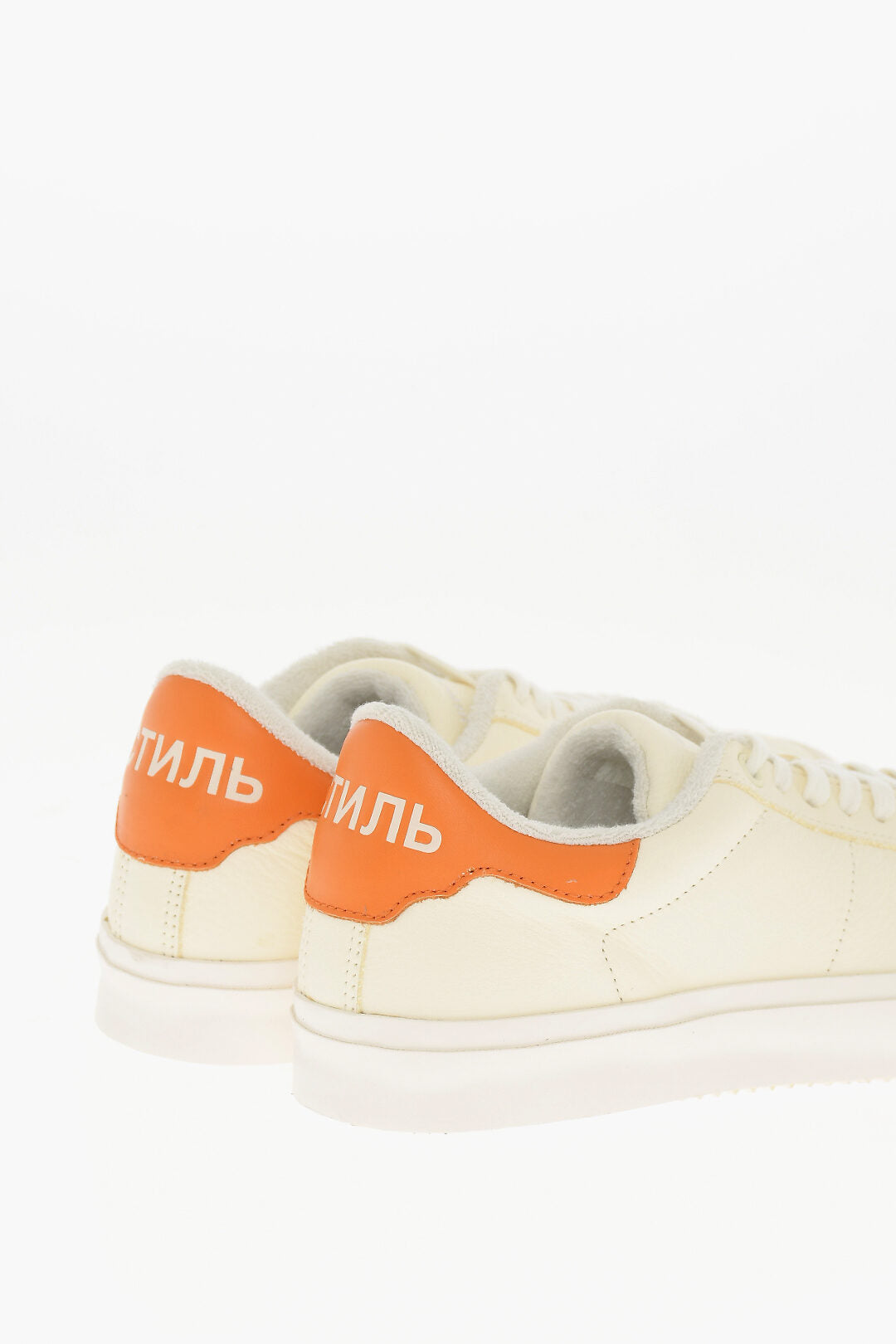 Heron Preston Leather Low Top Sneakers with Contrasting Detail