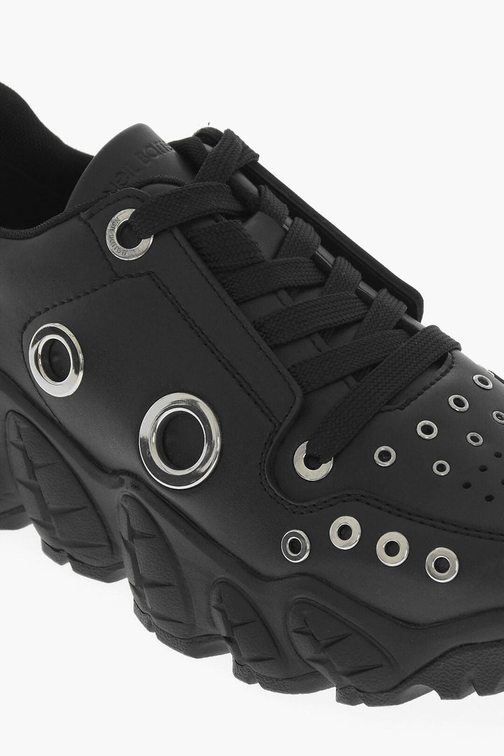 Neil Barrett Leather Low Top Sneakers with Eyelets Details