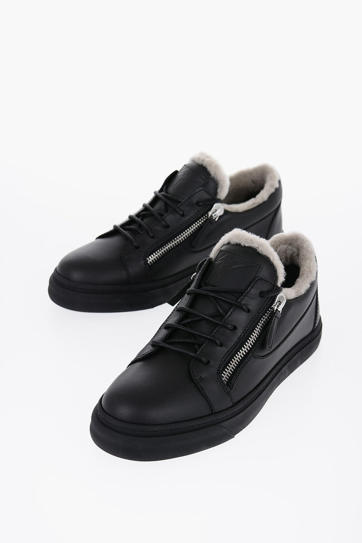 Giuseppe Zanotti Leather Low Top Sneakers with Real Fur Inner