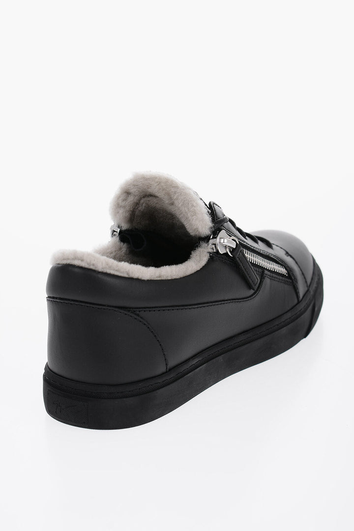 Giuseppe Zanotti Leather Low Top Sneakers with Real Fur Inner