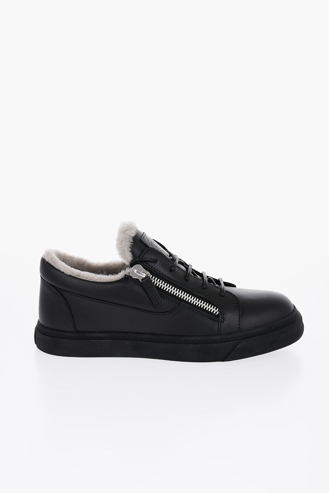 Giuseppe Zanotti Leather Low Top Sneakers with Real Fur Inner