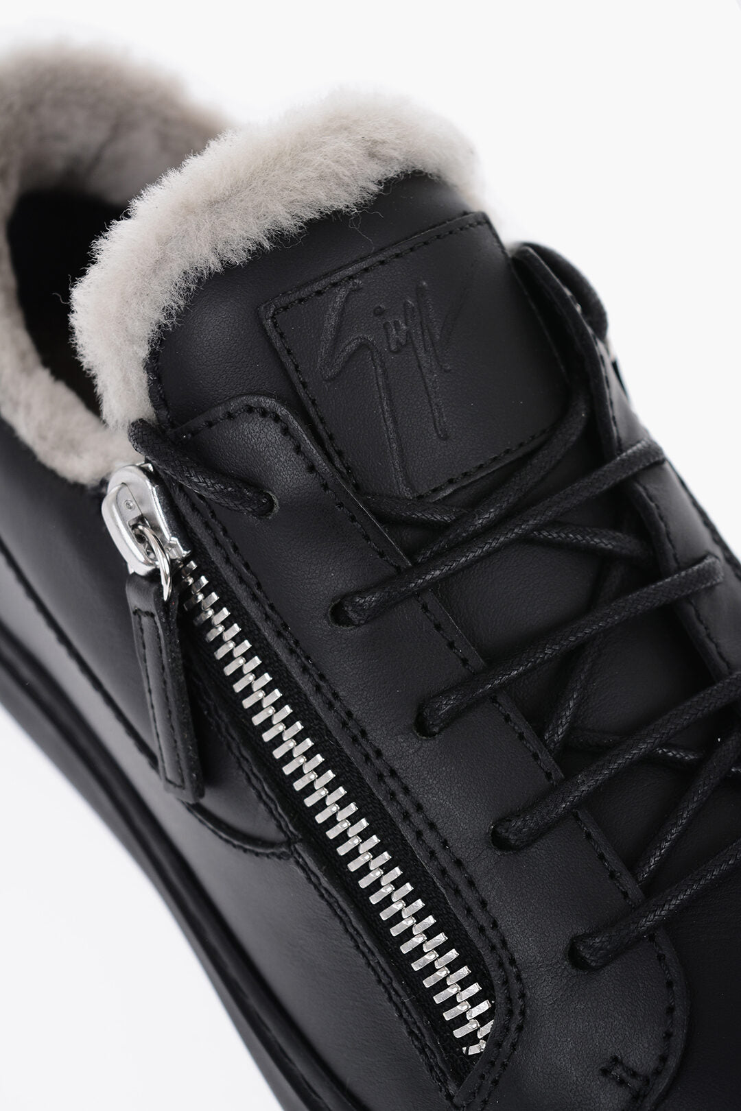 Giuseppe Zanotti Leather Low Top Sneakers with Real Fur Inner