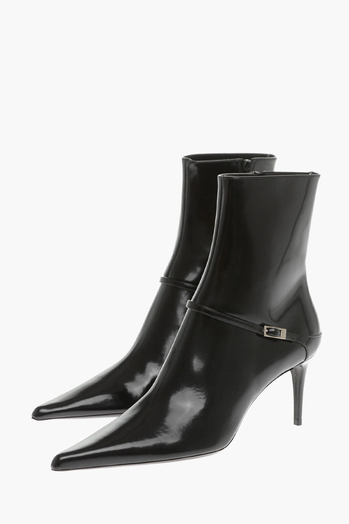 Saint Laurent Leather MARILYN Booties with Strap 7cm