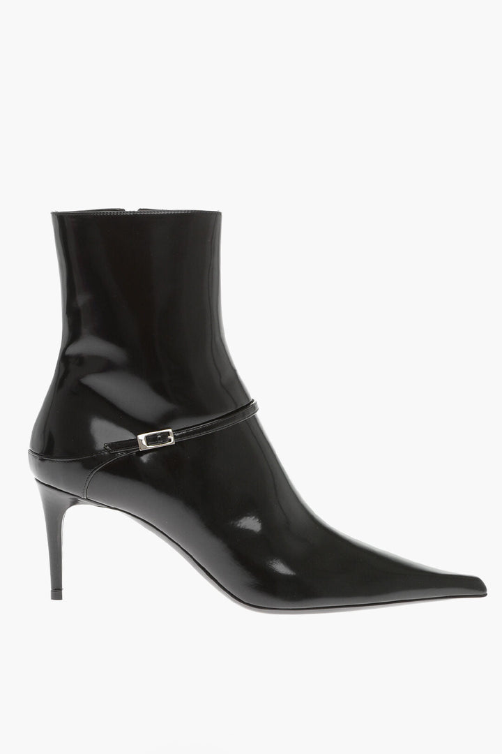 Saint Laurent Leather MARILYN Booties with Strap 7cm