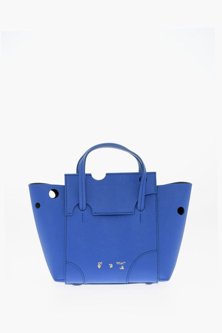 Off-White Leather METEOR Tote Bag with Removable Shoulder Strap