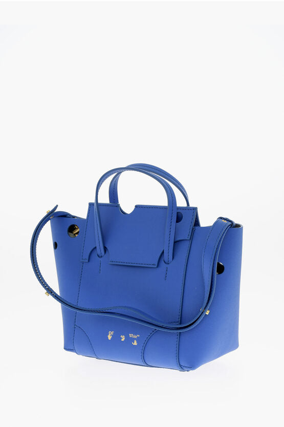 Off-White Leather METEOR Tote Bag with Removable Shoulder Strap