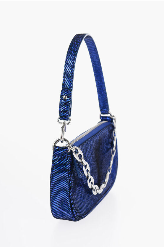 By Far Leather MINI RACHEL Shoulder Bag with Glitter Finish