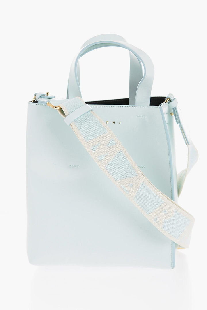Marni Leather MUSEO Mini Tote Bag with Removable Shoulder Strap