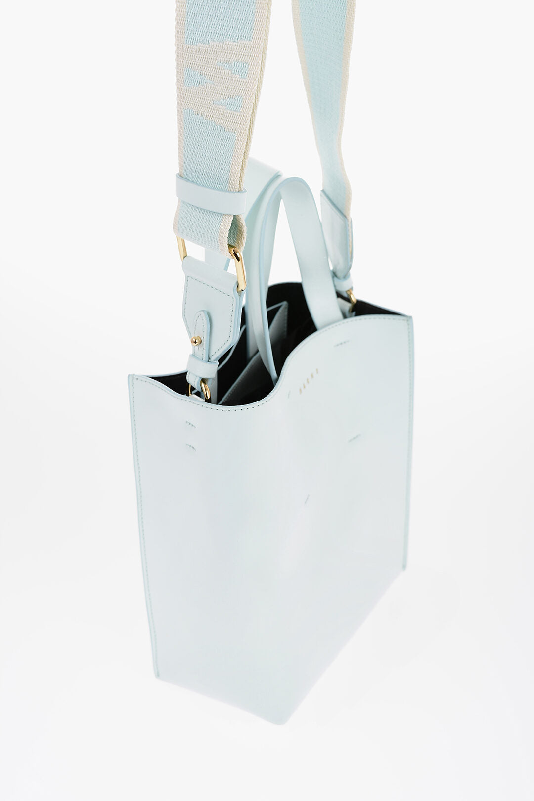 Marni Leather MUSEO Mini Tote Bag with Removable Shoulder Strap