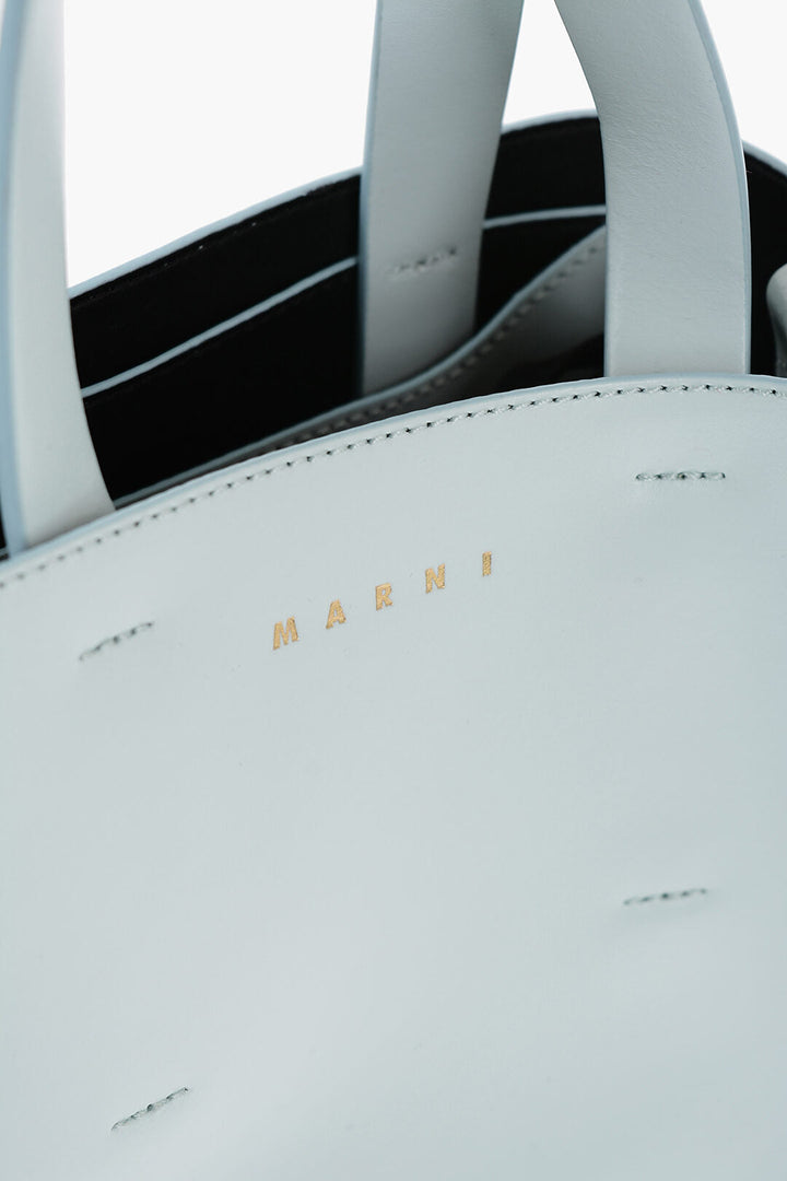 Marni Leather MUSEO Mini Tote Bag with Removable Shoulder Strap