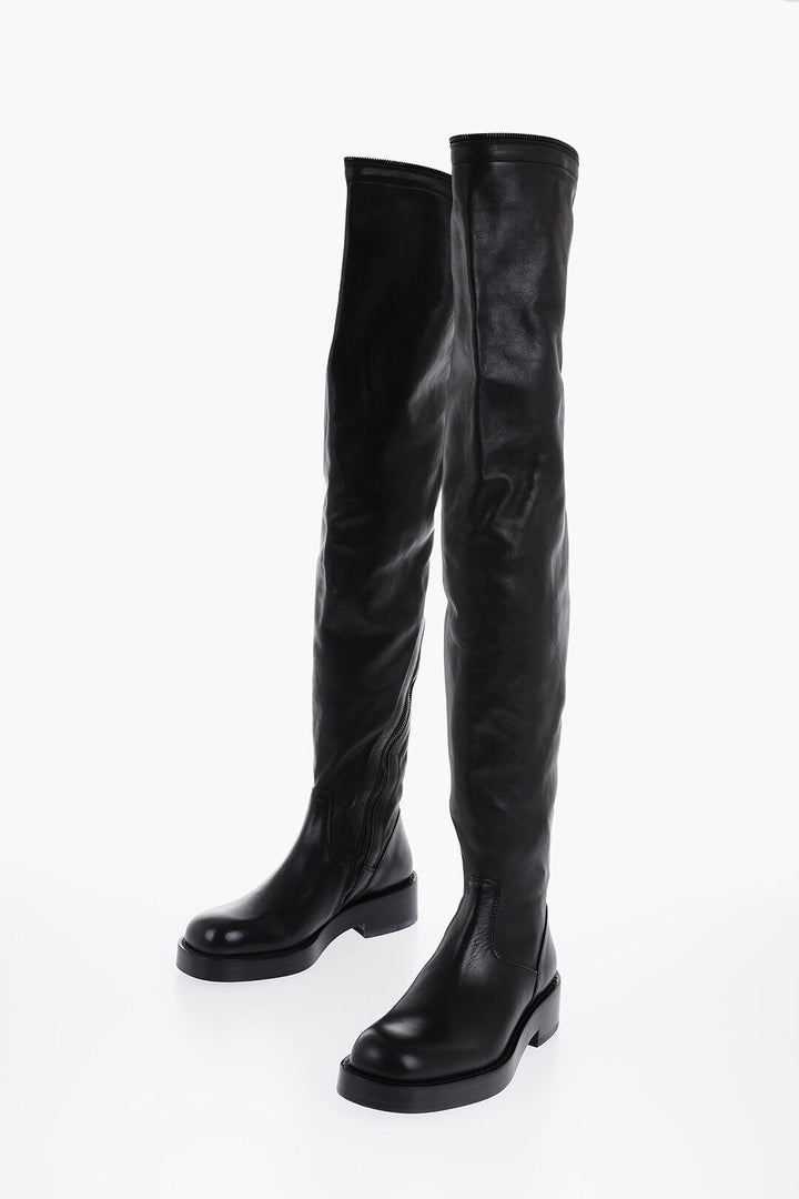 Ann Demeulemeester Leather NICKY High Boots with Zip Detailing