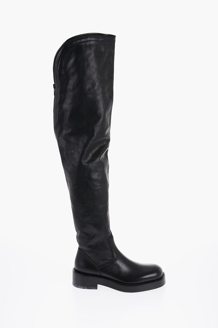 Ann Demeulemeester Leather NICKY High Boots with Zip Detailing