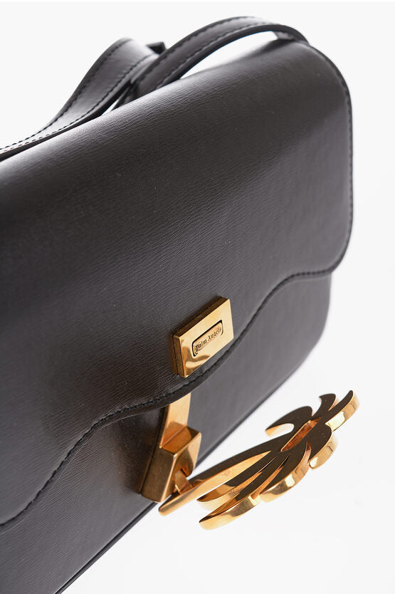 Palm Angels Leather PALM BEACH Crossbody Bag with Golden Metal Detail