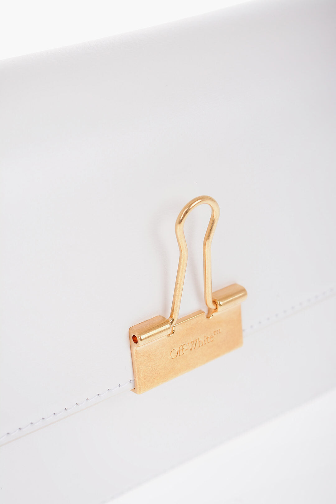 Off-White Leather PLAIN BINDER Shoulder Bag with Golden Details