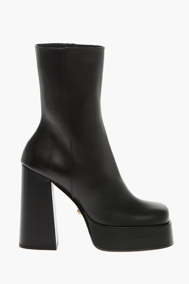 Versace Leather Platform Booties with Inner Zip 13cm