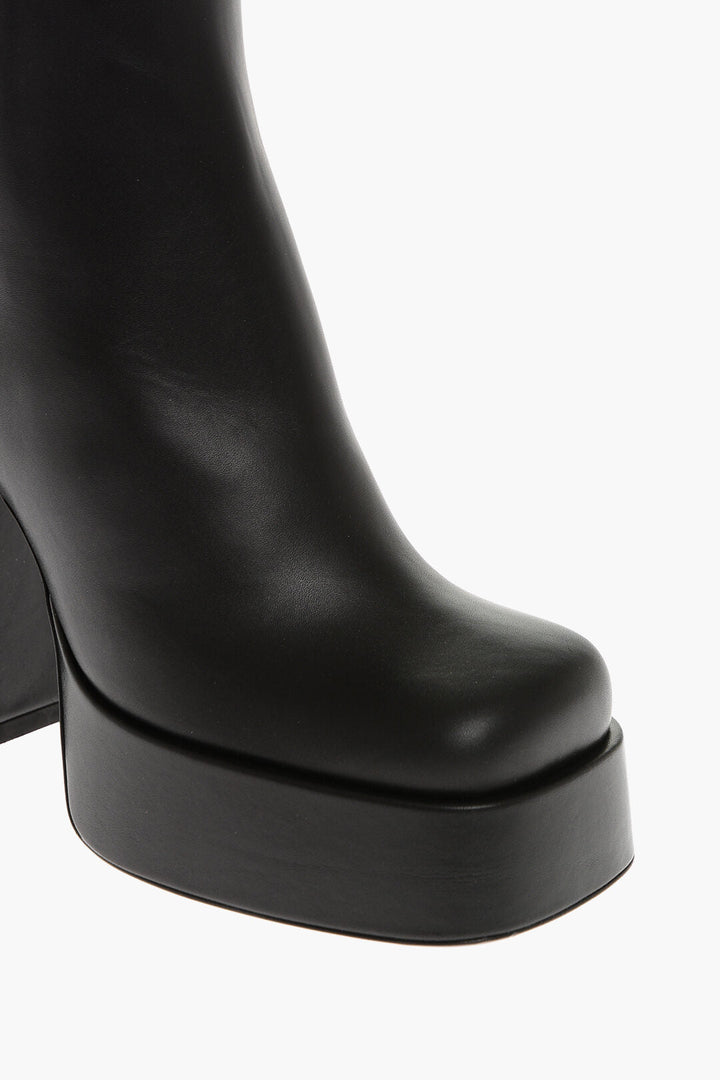 Versace Leather Platform Booties with Inner Zip 13cm