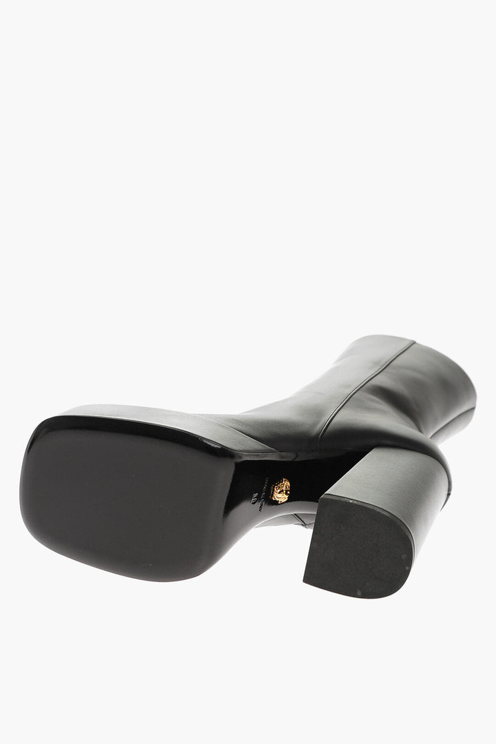 Versace Leather Platform Booties with Inner Zip 13cm